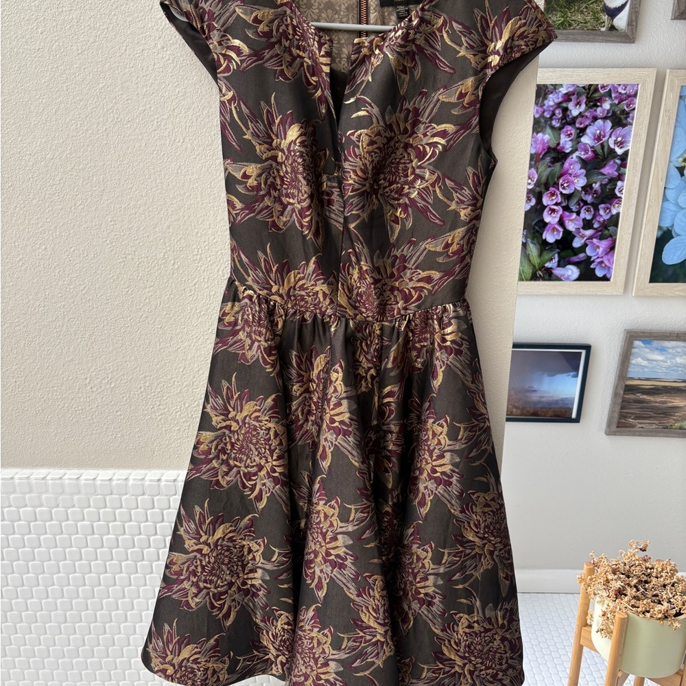 LAST CHANCE: Ted Baker Black and Gold Floral Dress